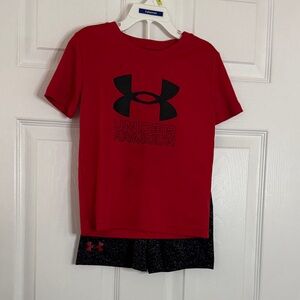 Under Armour Kids Red Tee with Black Logo